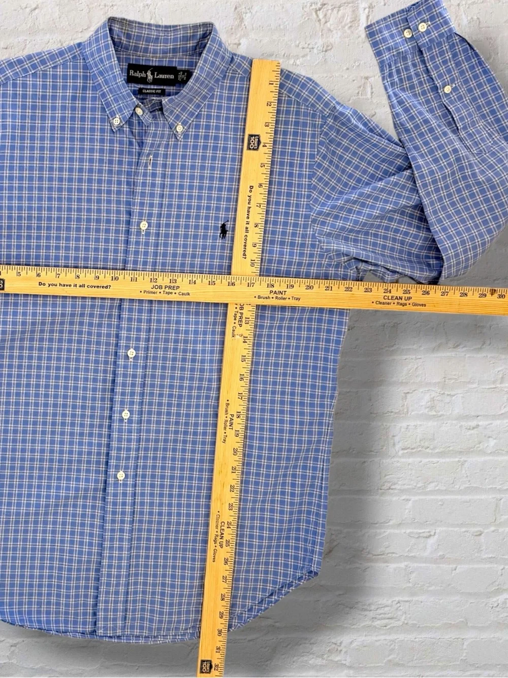 Polo Ralph Lauren 16.5 34/35 Classic Fit Blue Plaid Button Down Shirt Pony